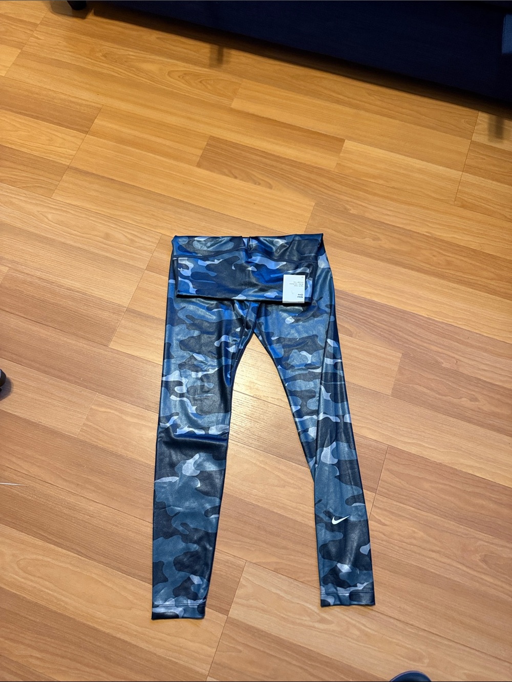 Women’s Nike Blue Camo High-Waist Active Leggings